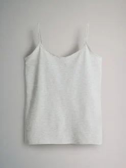 Best The Set 5 Pack Thin Strap Vest Tops Black/Grey/Stripe/Light Grey Marl/White