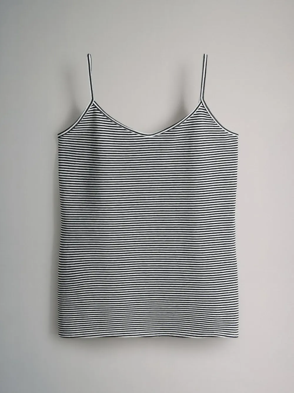Best The Set 5 Pack Thin Strap Vest Tops Black/Grey/Stripe/Light Grey Marl/White