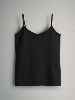 Best The Set 5 Pack Thin Strap Vest Tops Black/Grey/Stripe/Light Grey Marl/White