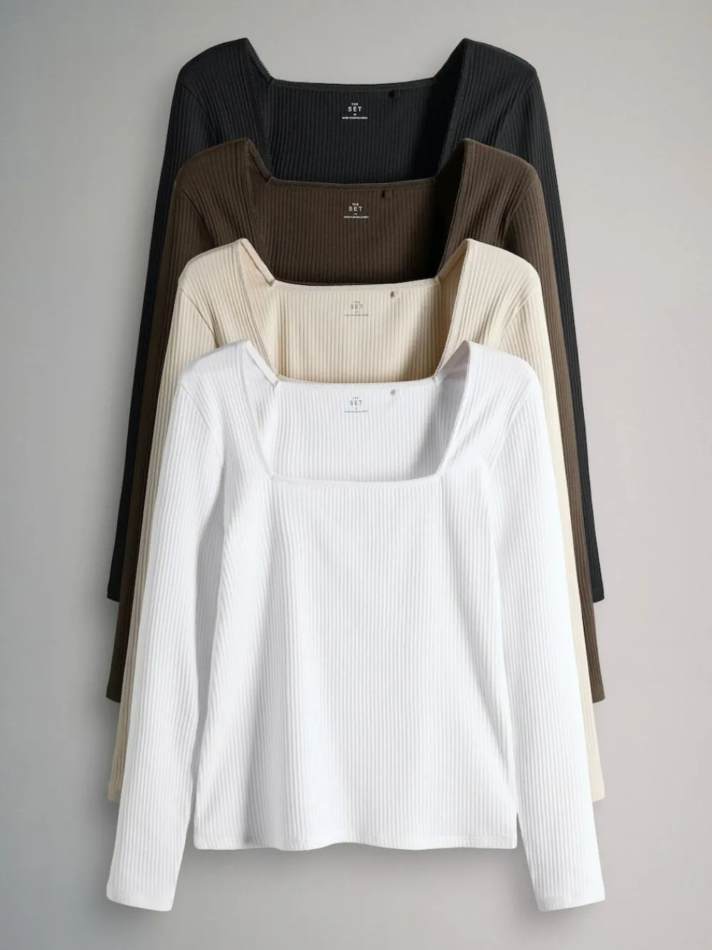 The Set 4 Pack Trim Square Neck Ribbed Tops^Women Nightwear|Tops & T-Shirts