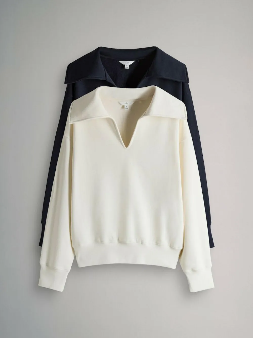 The Set 2 Pack Trophy Neck Long Sleeve Sweat Tops Navy/Cream^Women Hoodies & Sweatshirts