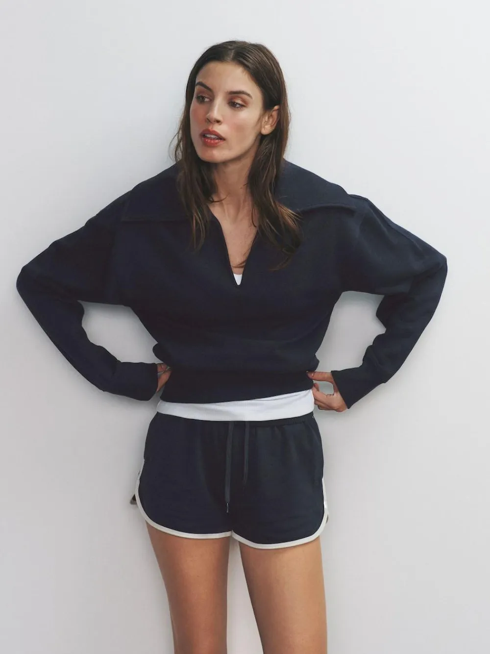 The Set 2 Pack Trophy Neck Long Sleeve Sweat Tops Navy/Cream^Women Hoodies & Sweatshirts