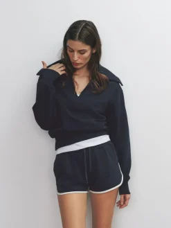 The Set 2 Pack Trophy Neck Long Sleeve Sweat Tops Navy/Cream^Women Hoodies & Sweatshirts