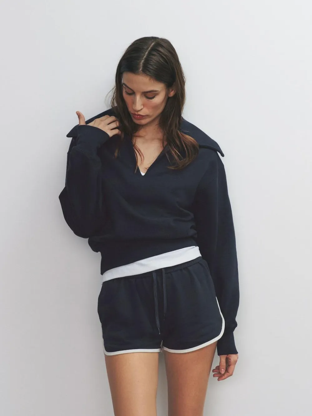 The Set 2 Pack Trophy Neck Long Sleeve Sweat Tops Navy/Cream^Women Hoodies & Sweatshirts