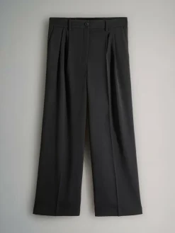 New The Set 2 Pack Wide Leg Pleated Trousers Black/Grey