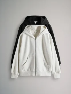 The Set 2 Pack Zip Though Hoodies Black/Grey Marl^Women Sportswear|Hoodies & Sweatshirts