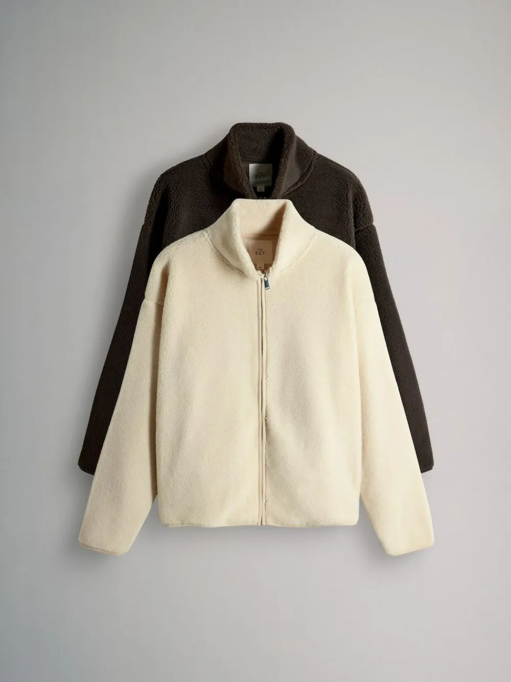 The Set 2 Pack Zip Through Borg Fleeces Chocolate Brown/Cream^Women Coats & Jackets|Coats & Jackets