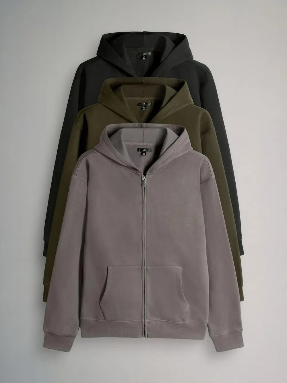 The Set 3 Pack Zip Through Hooded Sweatshirt Black/Grey/Green^ Sweatshirts & Hoodies|Sweatshirts & Hoodies