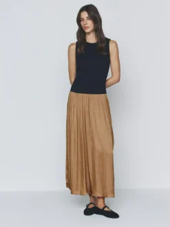 The Set Jersey Satin Mix Dress Brown^Women Maxi Dresses