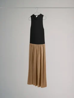 The Set Jersey Satin Mix Dress Brown^Women Maxi Dresses