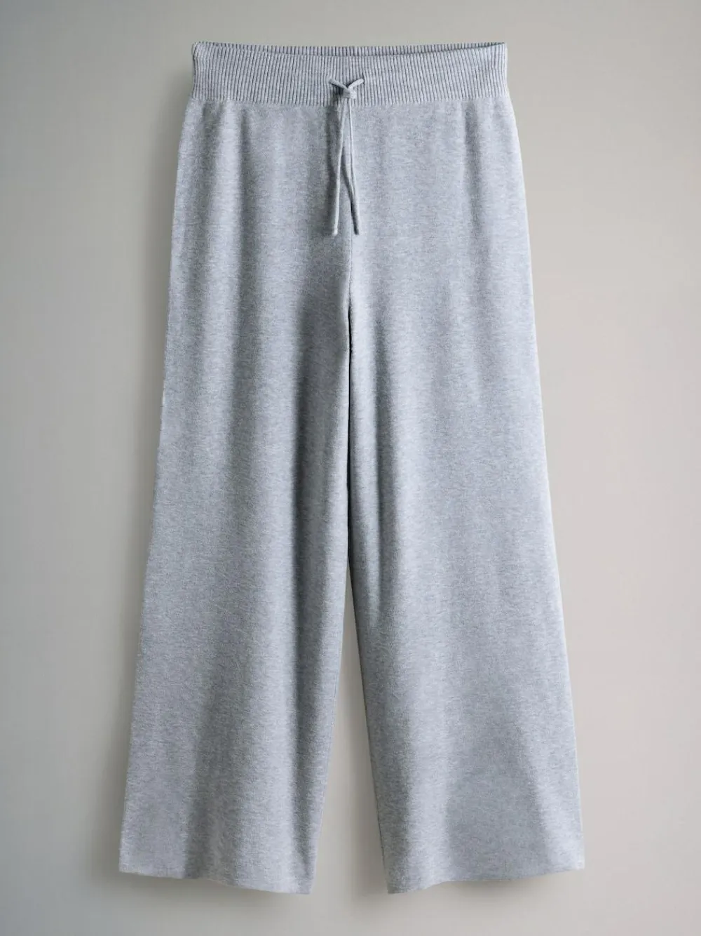 Discount The Set Knitted Ribbed Hoodie and Wide Leg Trouser Co-ord Light Grey Marl