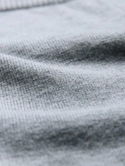 Discount The Set Knitted Ribbed Hoodie and Wide Leg Trouser Co-ord Light Grey Marl