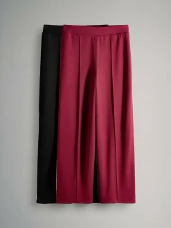 The Set Modal Straight Leg Joggers 2 Pack Black/ Dark Red