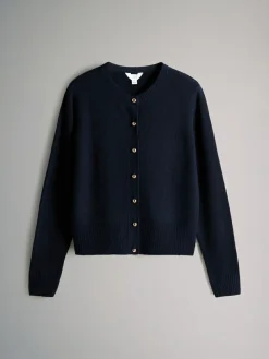 Outlet The Set Navy/Cream Stripe 2 Pack Gold Button Knitted Cardigans With Wool