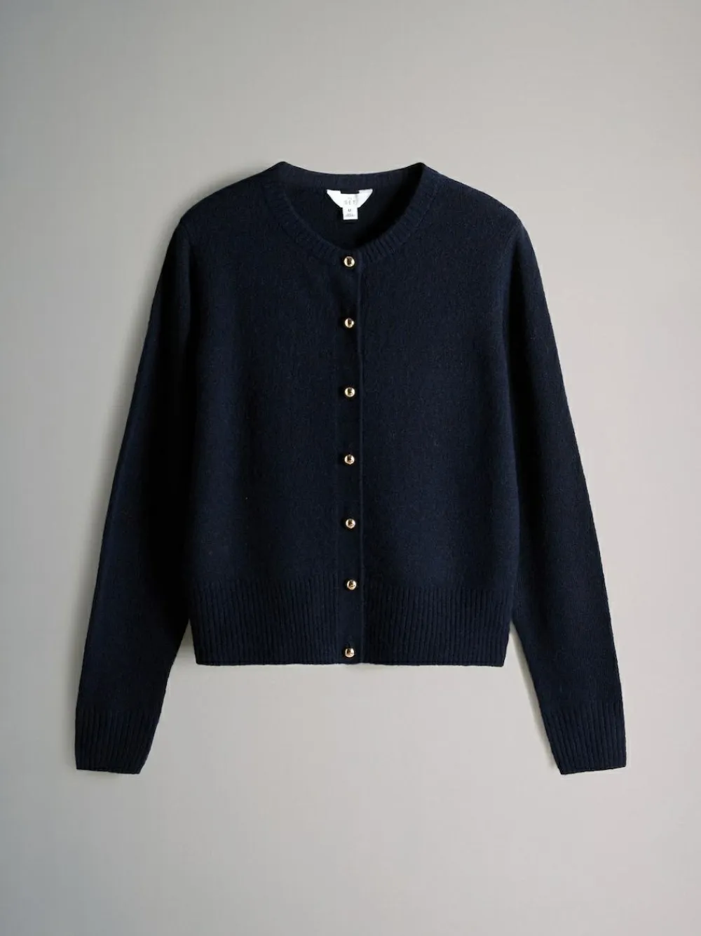 Outlet The Set Navy/Cream Stripe 2 Pack Gold Button Knitted Cardigans With Wool