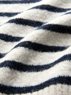 Outlet The Set Navy/Cream Stripe 2 Pack Gold Button Knitted Cardigans With Wool