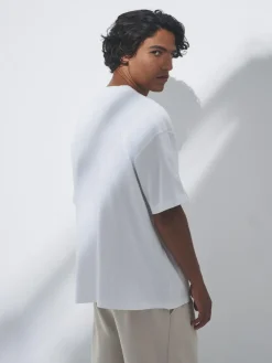 Hot The Set Oversized Fit 4 Pack Short Sleeve Cotton T-Shirts Navy/Blue/Brown/White