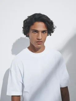 Hot The Set Oversized Fit 4 Pack Short Sleeve Cotton T-Shirts Navy/Blue/Brown/White