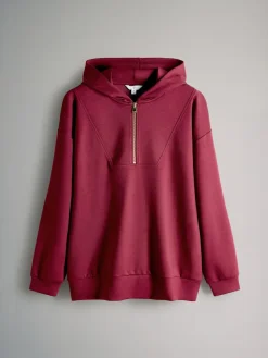 Outlet The Set Oversized Modal Zip Through Sweatshirt & Joggers Set Burgundy Red