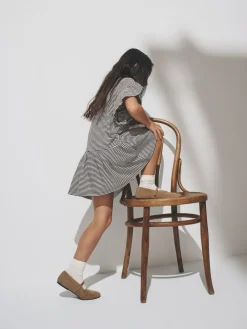 Online The Set Short Frill Sleeve Drop Waist Jersey Dresses 3 Pack Black/Brown Stripe/Red