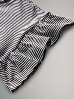 Online The Set Short Frill Sleeve Drop Waist Jersey Dresses 3 Pack Black/Brown Stripe/Red