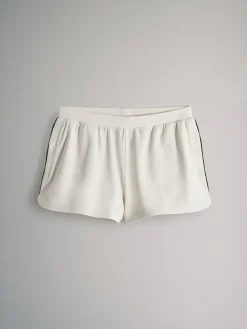 The Set Soft Touch Ribbed Sweat Hoodie And Shorts Set Cream^Women Shorts