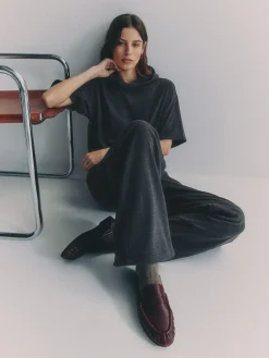 The Set Soft Touch Ribbed Sweat Hoodie And Joggers Set Grey