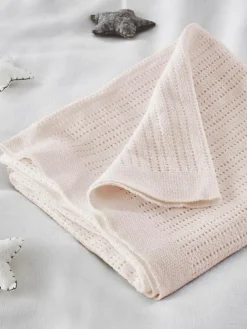 Clearance The White Company Cellular Satin Winter Blanket Pink