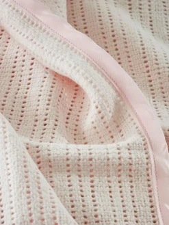 Clearance The White Company Cellular Satin Winter Blanket Pink