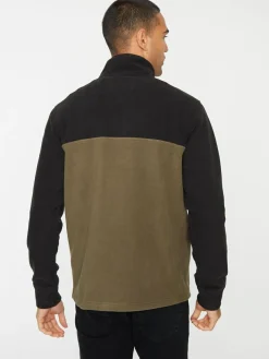 Threadbare Black / Khaki Two Tone Quarter Zip Fleece Sweatshirt^ Sweatshirts & Hoodies|Sweatshirts & Hoodies