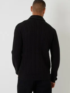 Discount Threadbare Cable Knit Shawl Collar Cardigan With Wool Black