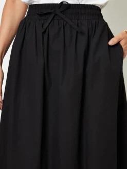 Threadbare Black Cotton Poplin Tie Waist Skirt with Pockets^Women Skirts