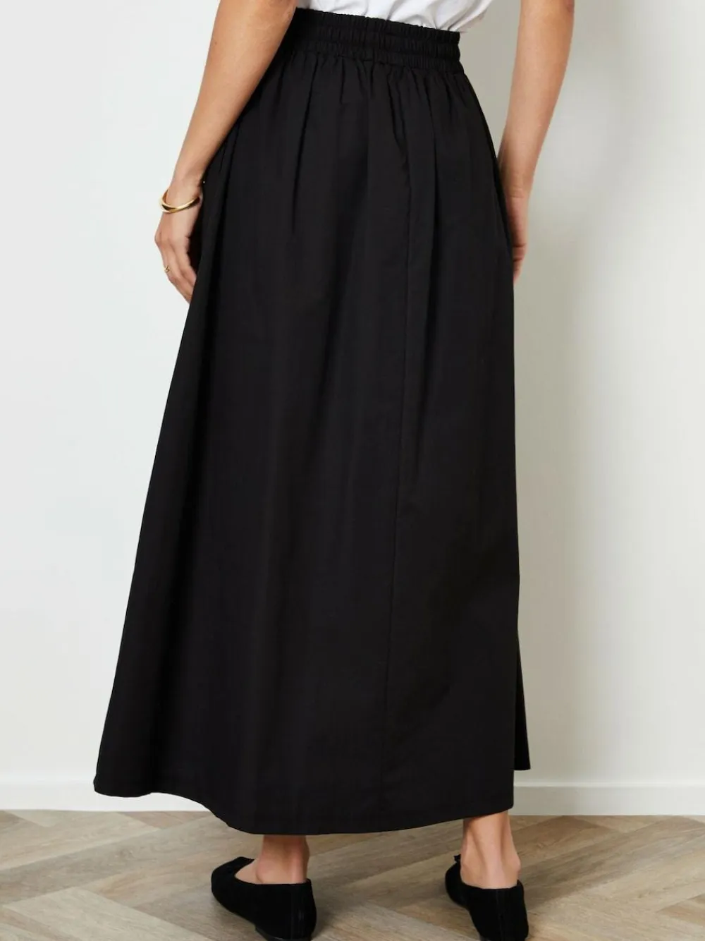Threadbare Black Cotton Poplin Tie Waist Skirt with Pockets^Women Skirts