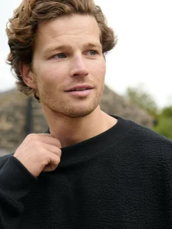 Clearance Threadbare Crew Neck Relaxed Fit Borg Sweatshirt Black