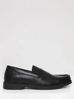 Clearance Threadbare Black Faux Leather Penny Loafers
