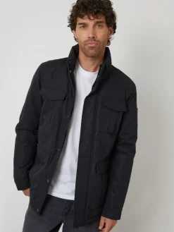 Sale Threadbare Black Funnel Neck Utility Coat