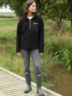 Threadbare Black Half Zip Borg Fleece^Women Sportswear|Hoodies & Sweatshirts