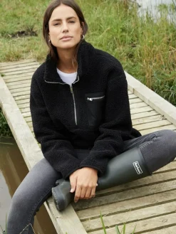 Threadbare Black Half Zip Borg Fleece^Women Sportswear|Hoodies & Sweatshirts