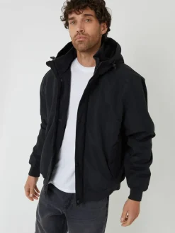 Hot Threadbare Black Microfleece Lined Hooded Lightweight Jacket
