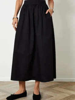 Threadbare Black Midi Skirt with Pockets^Women Skirts