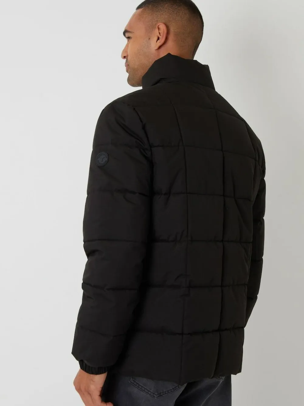 Threadbare Black Padded Funnel Neck Jacket