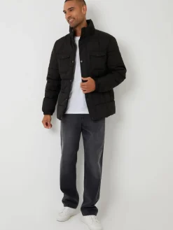 Threadbare Black Padded Funnel Neck Jacket