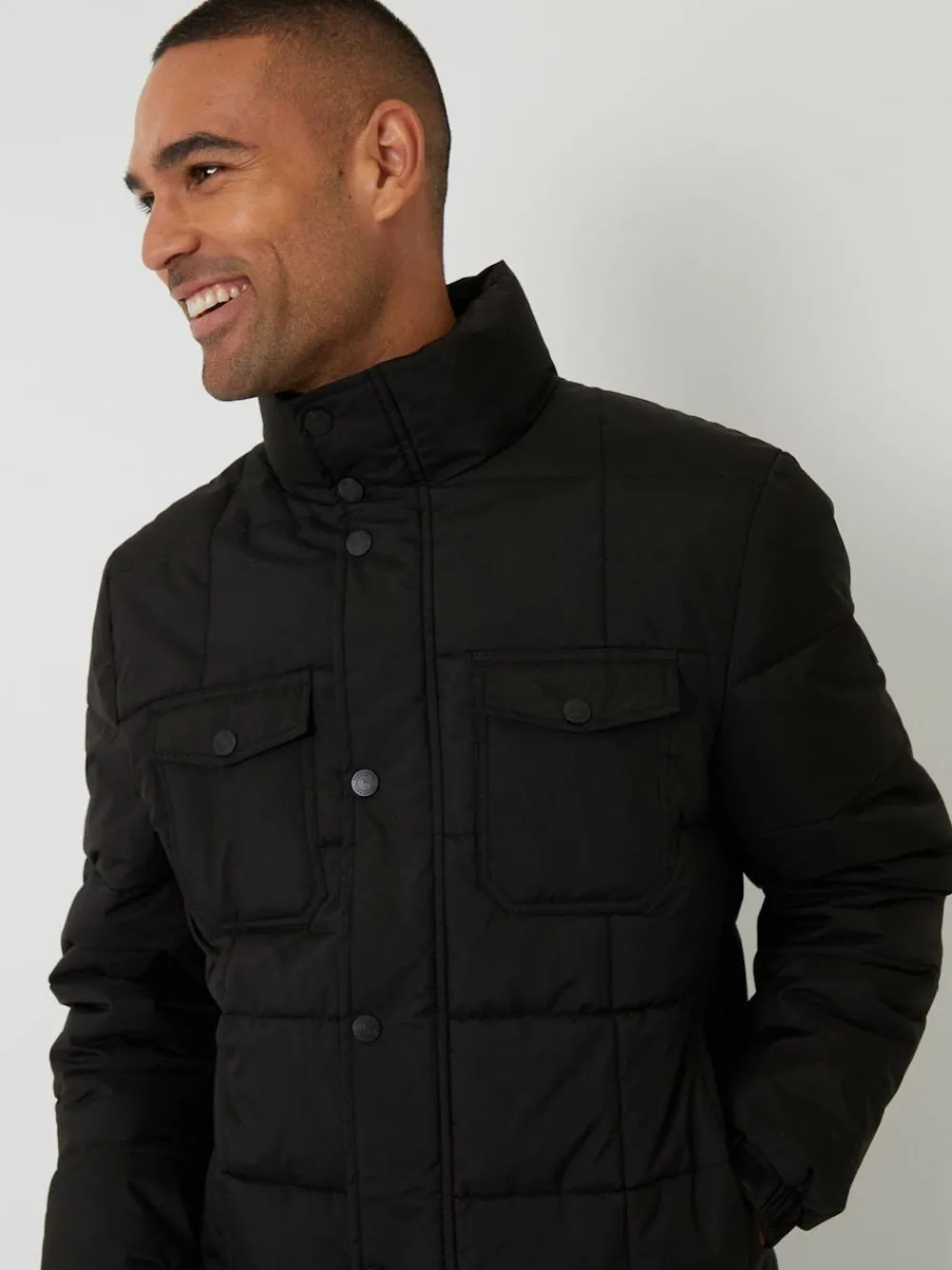 Threadbare Black Padded Funnel Neck Jacket