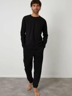 Hot Threadbare Peached Cotton Long Lounge Set Black