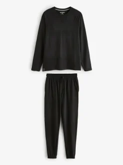 Hot Threadbare Peached Cotton Long Lounge Set Black