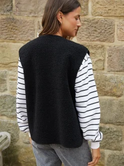 Sale Threadbare Reversible Borg Gilet Black