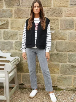 Sale Threadbare Reversible Borg Gilet Black