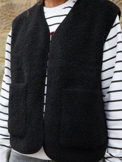 Sale Threadbare Reversible Borg Gilet Black