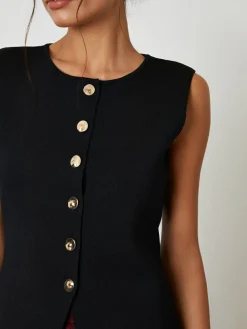 Threadbare Black Ribbed Knitted Waistcoat