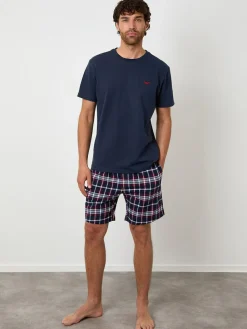 Threadbare Black Textured Check Shortie Pyjamas Set 2 Pack^ Pyjamas